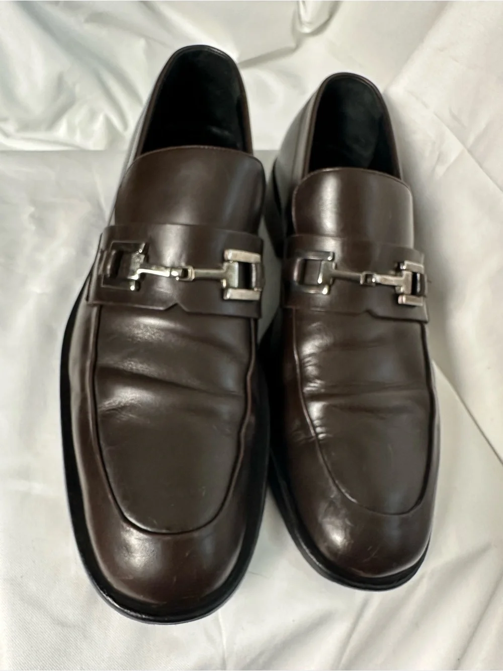Gucci Men’s Brown Leather Horsebit Loafers Slip On Dress Shoes 6D size Made